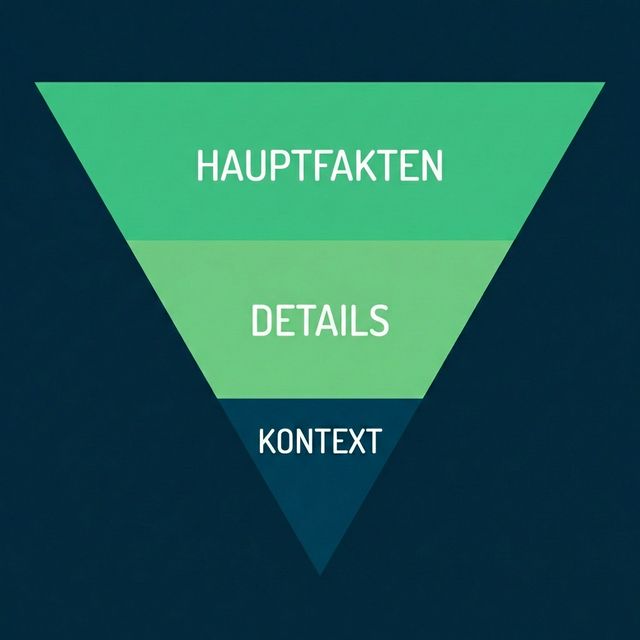 Umgekehrte Pyramidenstruktur für Content-Optimierung: Wichtigstes zuerst, dann Details, dann Hintergrund
