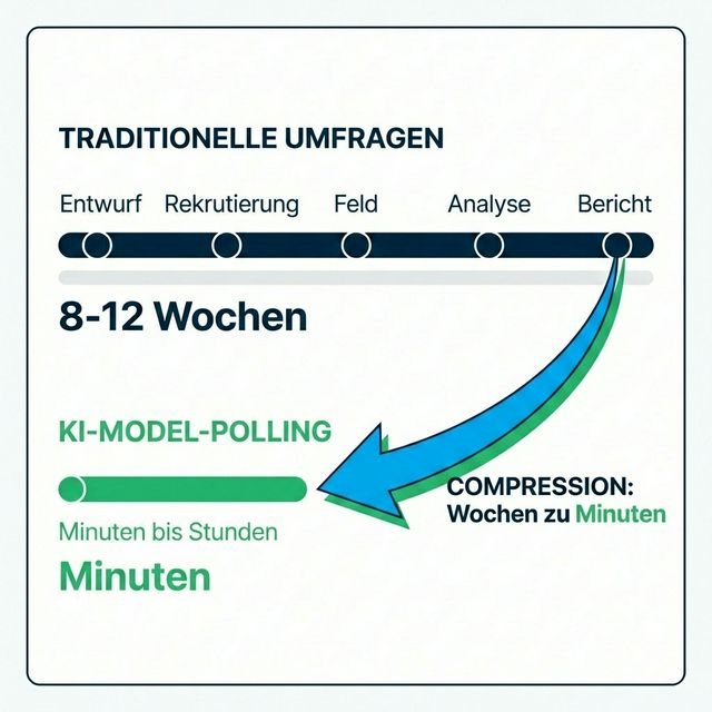Vergleich der Geschwindigkeit: Traditionelle Umfragen (8–12 Wochen) vs. KI-Modell-Polling (Minuten bis Stunden)