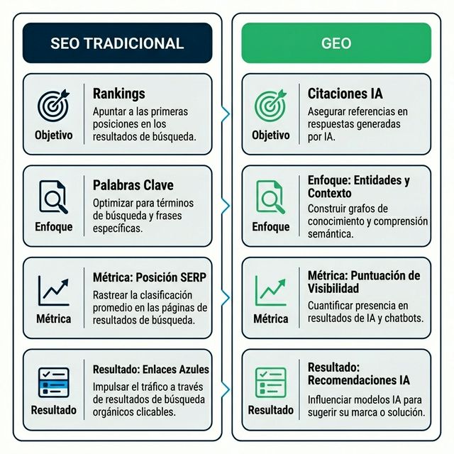 Comparación GEO vs SEO