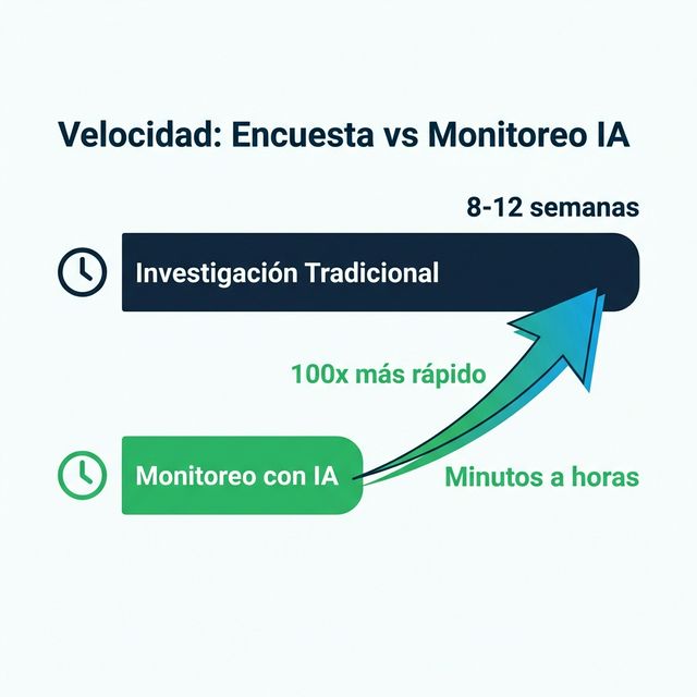 Velocidad: Encuesta vs Monitoreo IA